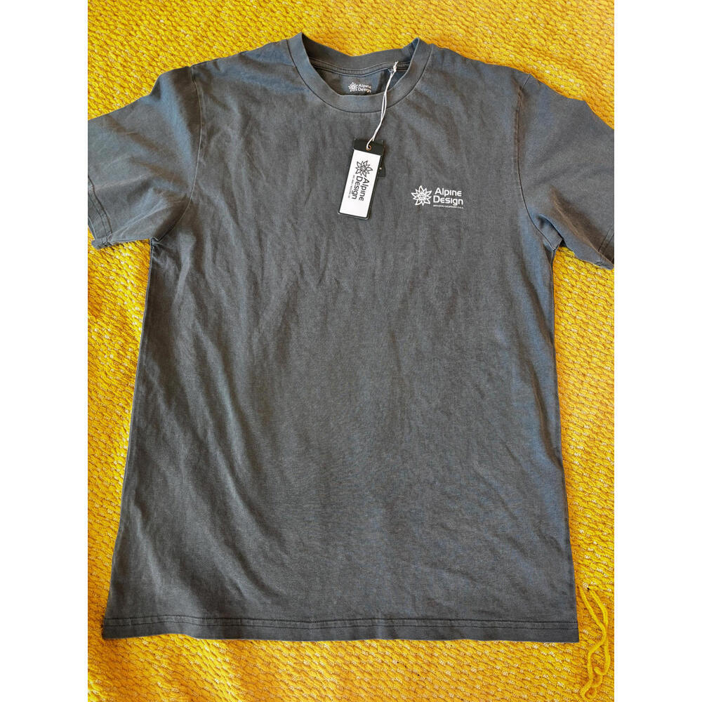 Alpine Design Men's size small‎ faded evergreen Tee - Longs Peak Colorado Map